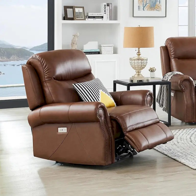 Pecan Brown / Bristol Cocoa Zero Gravity Power Recliner, 1-Seat, Top Grain Leather