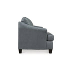 Metallic Gray Leather Accent Chair, Oversized Back Cushion, Single Seat