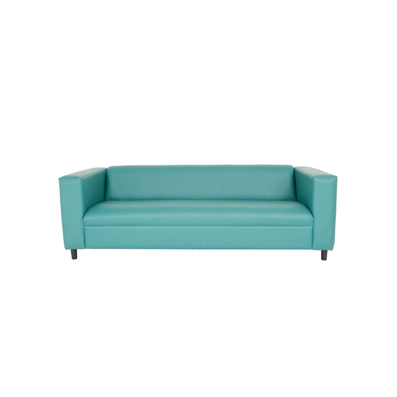 84 Blue Faux Leather Sofa With Black Legs