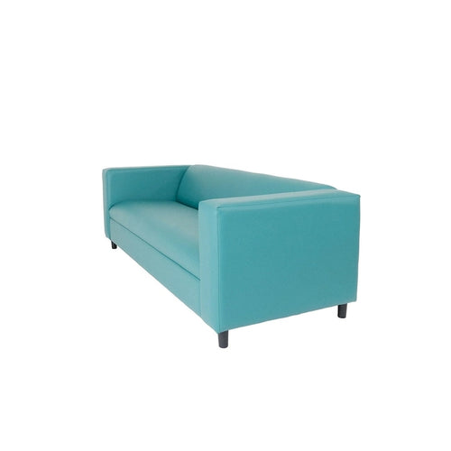 Canapé 84 en faux cuir bleu avec pieds noirs