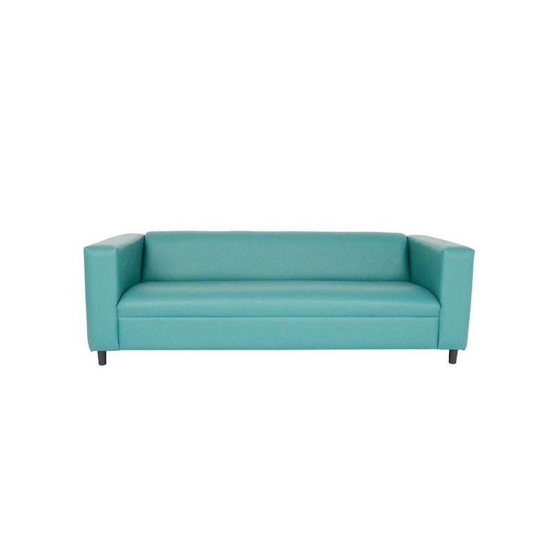 84 Blue Faux Leather Sofa With Black Legs