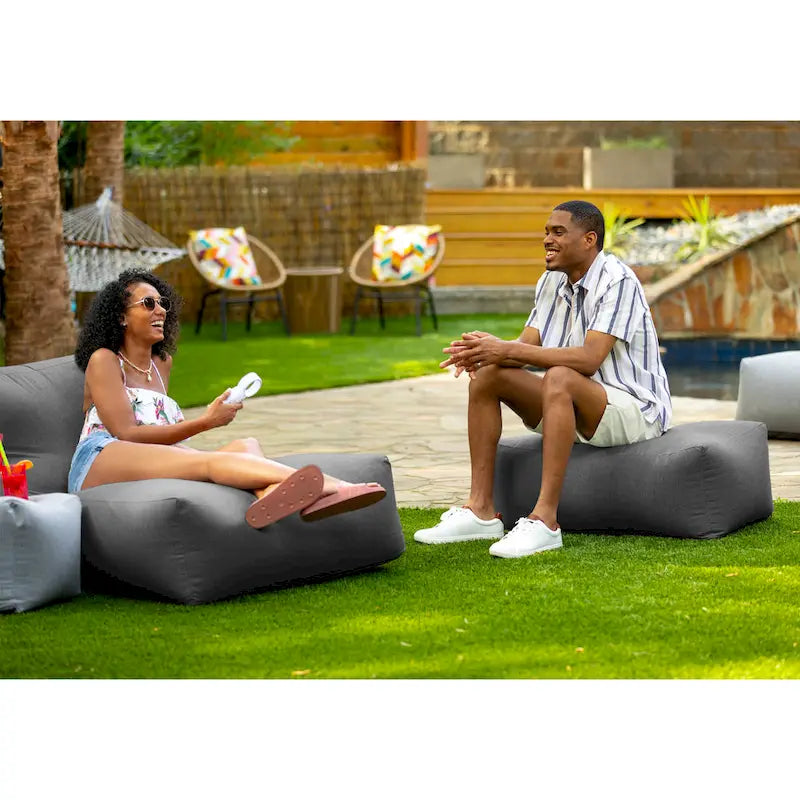 Large Outdoor Bean Bag Ottoman – Multi-Color, Sunbrella Fabric, 1-Person