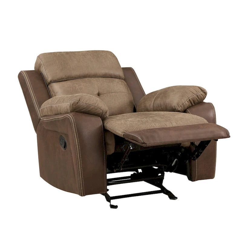 Brown Microfiber Manual Glider Recliner Chair, Single Seat