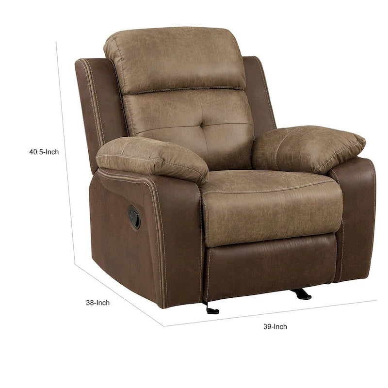 Brown Microfiber Manual Glider Recliner Chair, Single Seat
