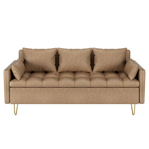 3-Seater Leather Sofa with Cushion, Couch for Living Room
