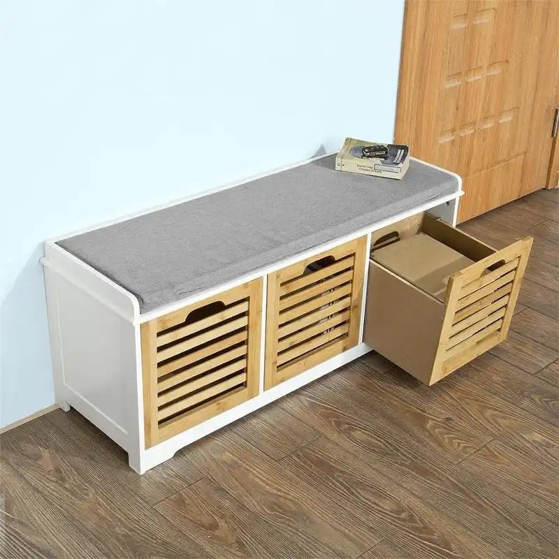 Storage Bench with 3 Drawers - 13.78D x 41.34W x 16.93H