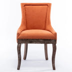 Ultra Side Dining ChairThickened fabric chairs with neutrally toned solid wood legs Bronze nail headSet of 2Blue