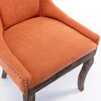Ultra Side Dining ChairThickened fabric chairs with neutrally toned solid wood legs Bronze nail headSet of 2Blue