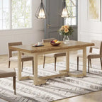 63-Inch Rectangular Dining Table with Solid Wood Leg and Thick Table Top for 4-6 People