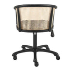 Black Office Chair, Cane Back, Velvet Seat, Single Seat