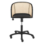 Black Office Chair, Cane Back, Velvet Seat, Single Seat