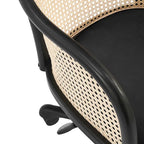 Black Office Chair, Cane Back, Velvet Seat, Single Seat