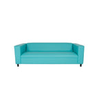 84 Teal Blue Faux Leather Sofa With Black Legs