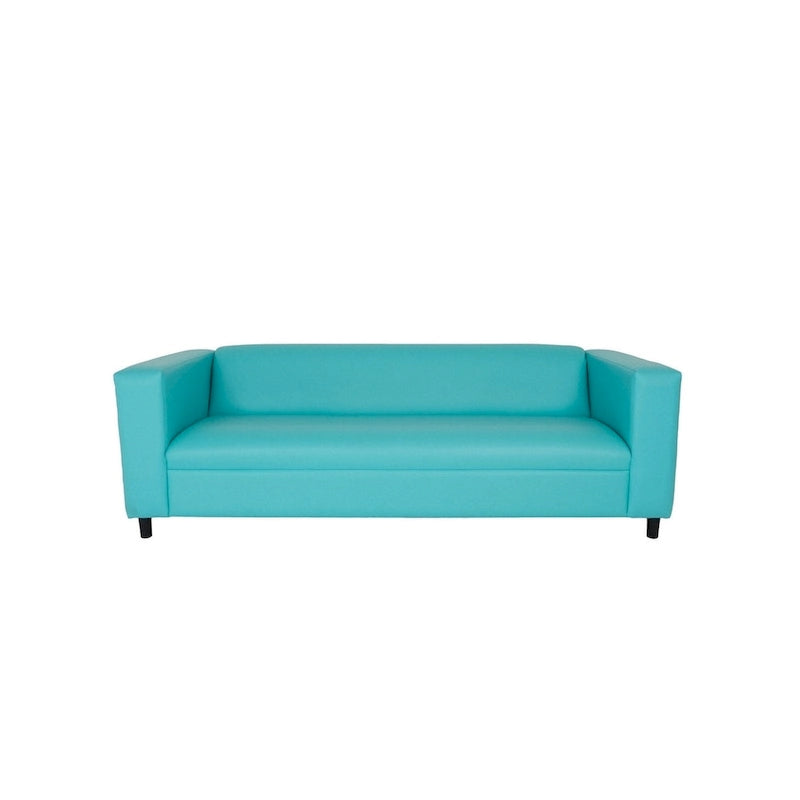 84 Teal Blue Faux Leather Sofa With Black Legs
