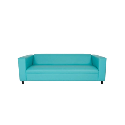Canapé en similicuir bleu sarcelle avec pieds noirs (84 po)