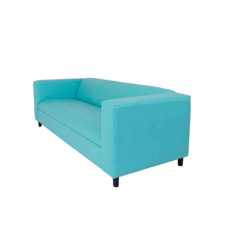 84 Teal Blue Faux Leather Sofa With Black Legs