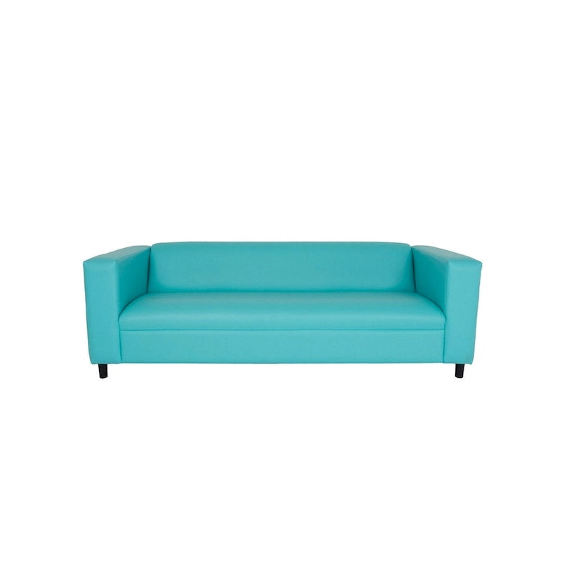84 Teal Blue Faux Leather Sofa With Black Legs