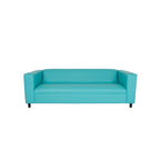 84 Teal Blue Faux Leather Sofa With Black Legs
