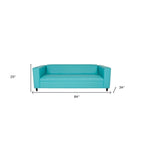 84 Teal Blue Faux Leather Sofa With Black Legs