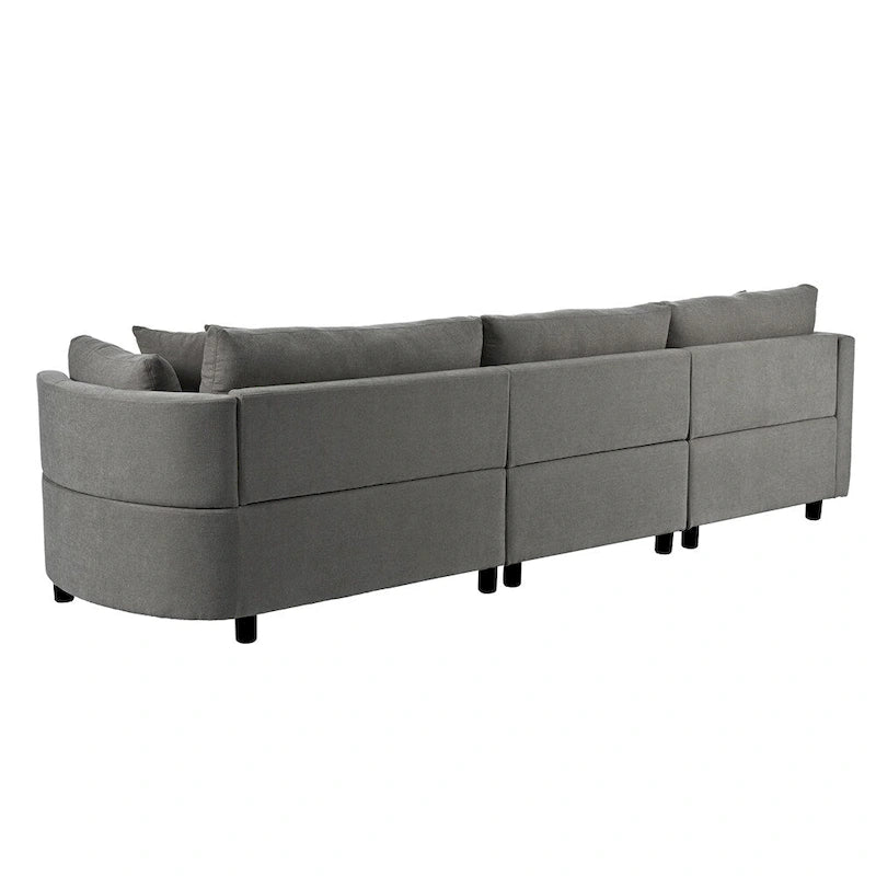 Three Indoor Cushioned Combination Sofas w/ 3 Pillows and Curved Seat