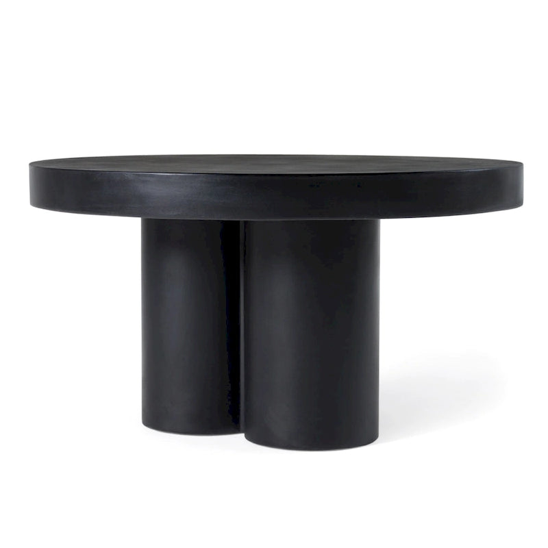 Black Concrete Round Coffee Table – Abstract 3-Leg Base