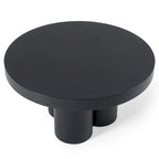 Black Concrete Round Coffee Table – Abstract 3-Leg Base