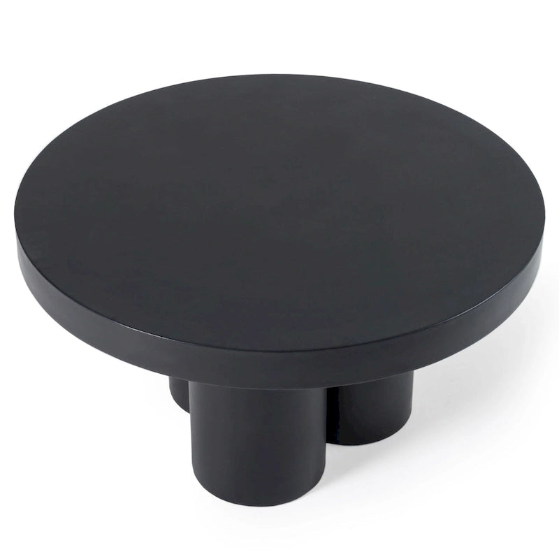 Black Concrete Round Coffee Table – Abstract 3-Leg Base