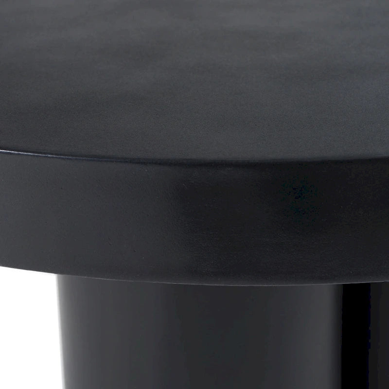 Black Concrete Round Coffee Table – Abstract 3-Leg Base