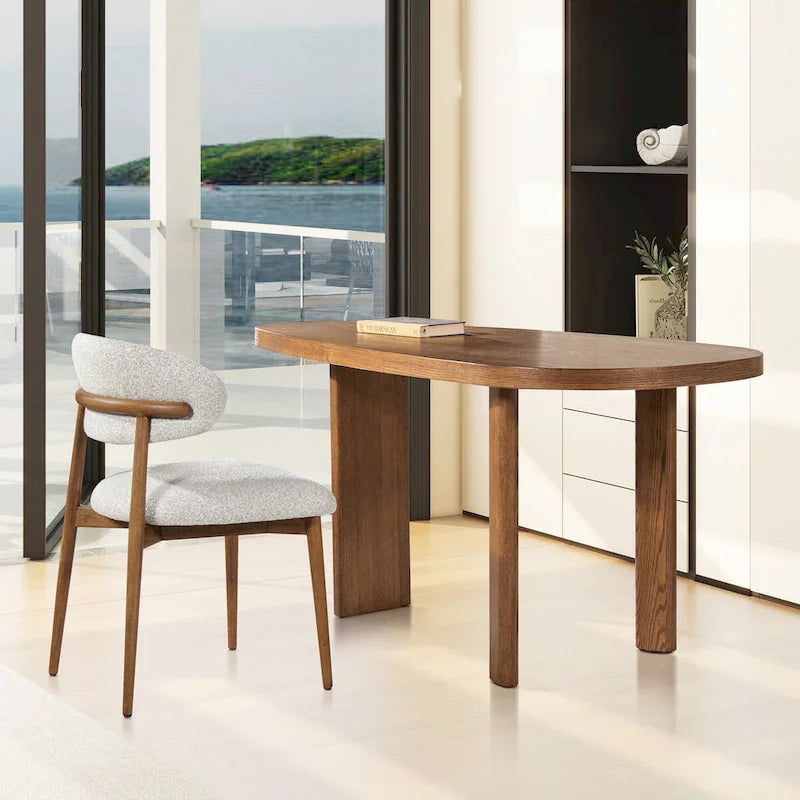 Melvin 60 Oak Wood Oblong Oval Console Table