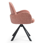 Beacher Pink Linen Fabric Dining Chair with Black Accent Iron Legs