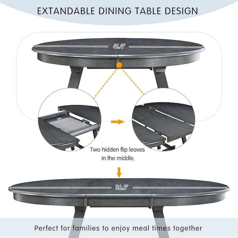 Wood Dining Table Round Extendable Dining Table